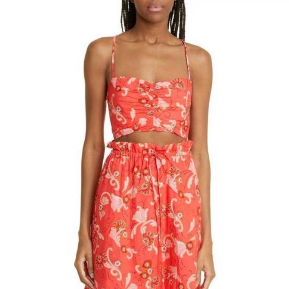 NEW A.L.C. Arit Floral Sweetheart Crop Top in Calla
